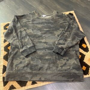 Standard James Perse Camo 3/4 Sleeve Pullover Sweatshirt Women's Size 3/L EUC